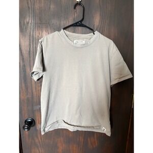Free Planet Mens Relaxed Fit Cotton Crewneck T-Shirt Tan Taupe  Small